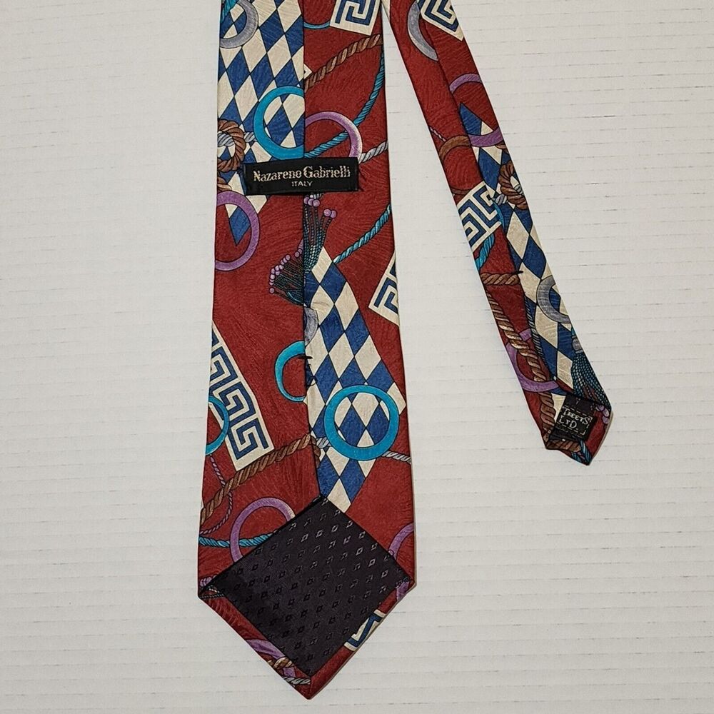 Nazareno Gabrielli Streets LTD Silk Tie Italy Design Nautical Blue Novelty USA - Picture 3 of 6